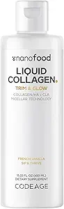 Codeage Liquid Collagen Supplement Vanilla Flavor, Beauty Trim & Glow Liposomal Collagen Peptider, CLA Conjugated Linolsyre, Hyaluronsyre, E-vitamin, hydrolyseret, ikke-GMO, 15.22 fl oz