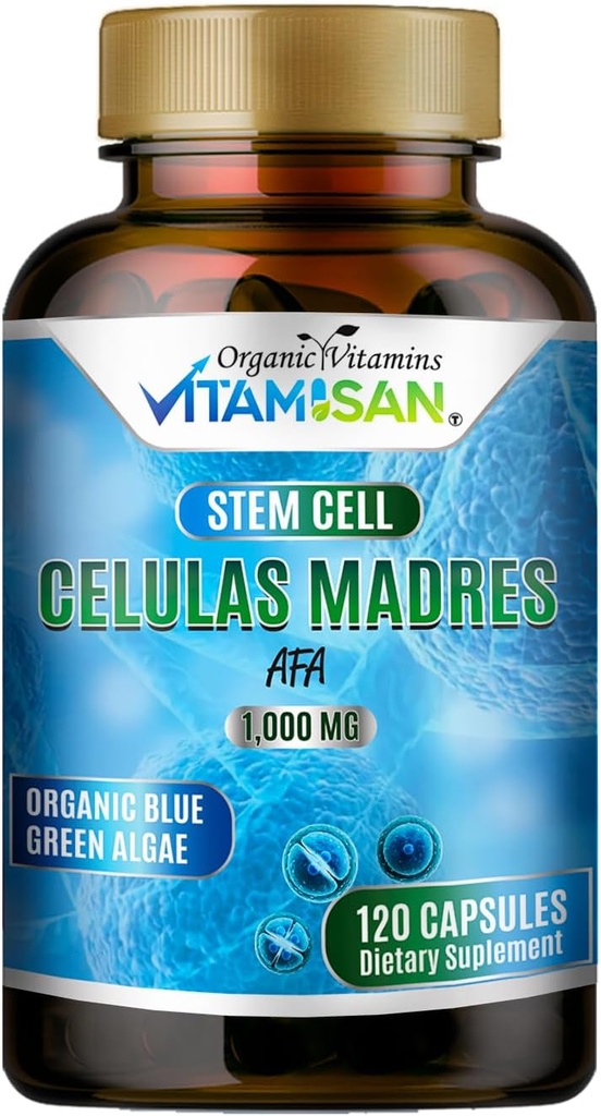 Celulas Madres AFA Stem Natural Cell 120 Kapsler 1000 mg Blue Green Algae Non GMO Gluten Free Aphanizomenon Floss-aquae celula Madreindhold