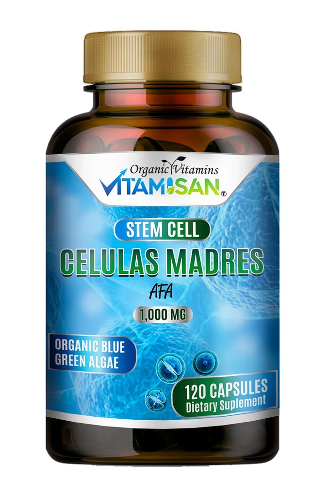 Celulas Madres AFA Stem Natural Cell 120 Kapsler 1000 mg Blue Green Algae Non GMO Gluten Free Aphanizomenon Floss-aquae celula Madreindhold