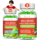 2 Pack Apple Cider Vinegær Gummies, ACV med Sea Moss Gummies for Metabolisme, fordøjelse, Detox, Gut & immunforsvar Sundhed, Apple Smaget -120 Tæl