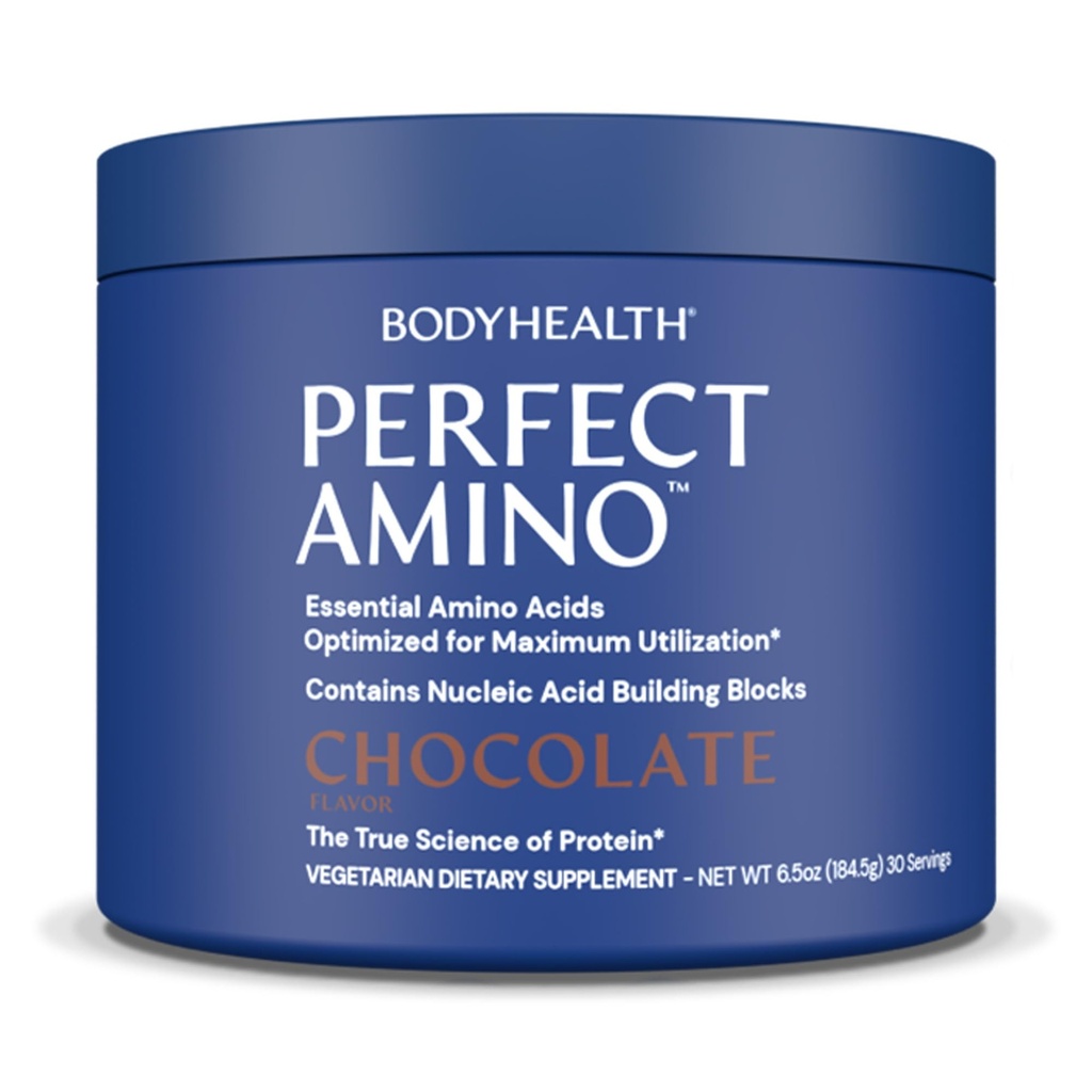 BodyHealth PerfectAmino Powder - BCAA og EAA Powder til Pre and Post Workout - Amino Acid Energy Drikke for mænd og kvinder til at støtte Lean Muskel og Inddrivelse - Chokolade - 30 Servering