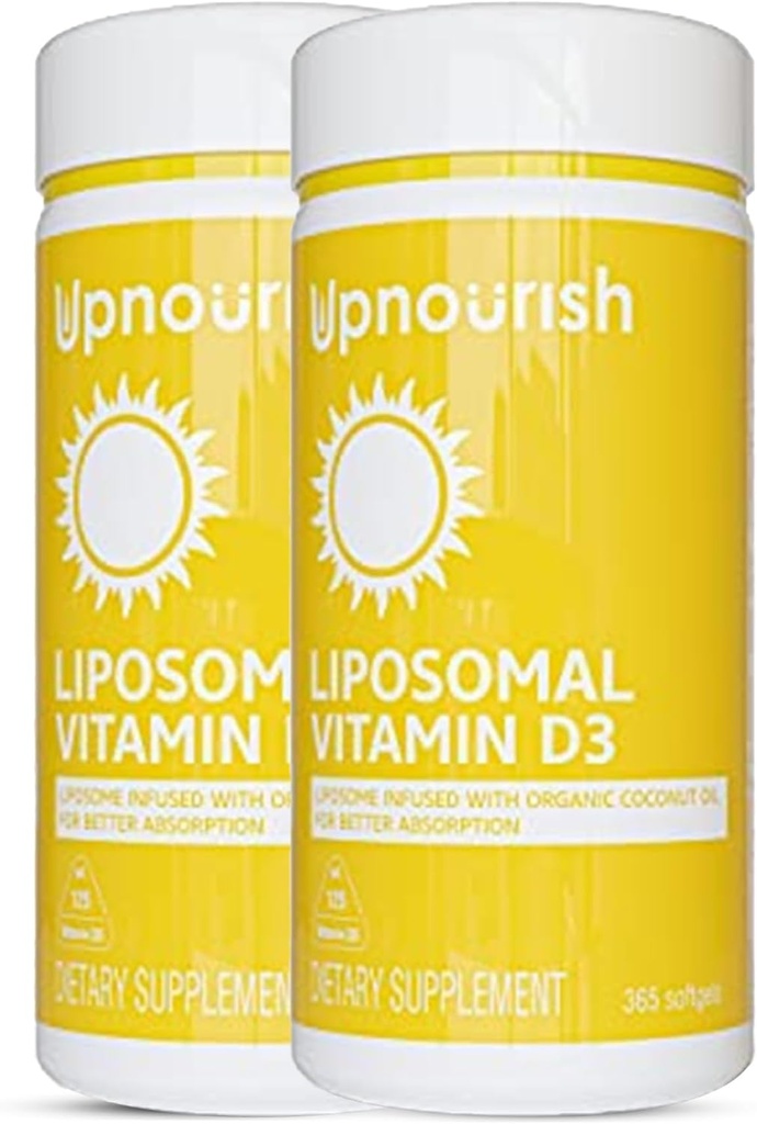 UpNourish 2 Pack - Liposomal Vitamin D 5000 IE 730 softgel, Cholecalciferol Vitamin D3 med naturlig kokosolie, VIT D3 tillæg