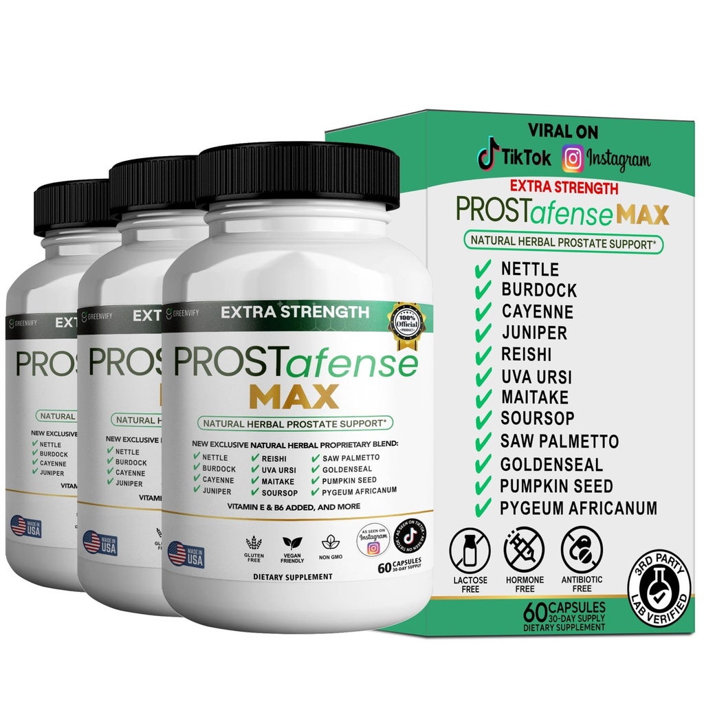 Max Prostate Support Supplement - Natural Herbal Blend with Saw Palmetto Pumpkin Seed Pygeum Uva Ursi - Gluten Free Vegan Non-GMO - 60 Capsules (3)
