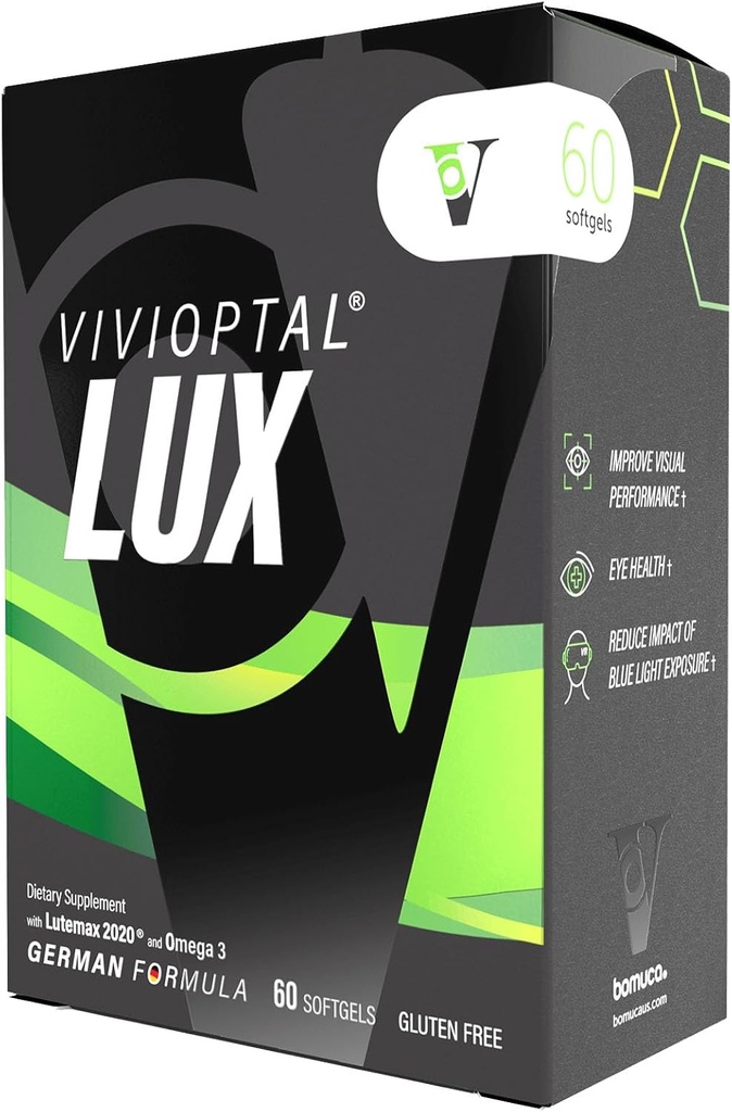 Vivioptal Lux 60 Softgels, Omega 3, Zink, og C & E-vitamin, Multivitamin & Multimineral, Gluten Free, Tysk Formel
