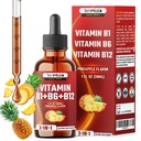 3-in-1 Vitamin B Complex Liquid Drops for Women & Men - with B1 Thiamine, B6 Pyridoxine, B12 Methylcobalamin - Alcohol-Free, Non-GMO - 30ml 1 Fl Oz
