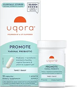 Uqora Promote - Support Vaginal Health * - Probiotika til kvinder med Lactoferrin, Lactobacillus Acidophilus & Lacticaseibacillus Rhamnosus - Vaginal Probiotika - Gluten- Free - 15 kapsler
