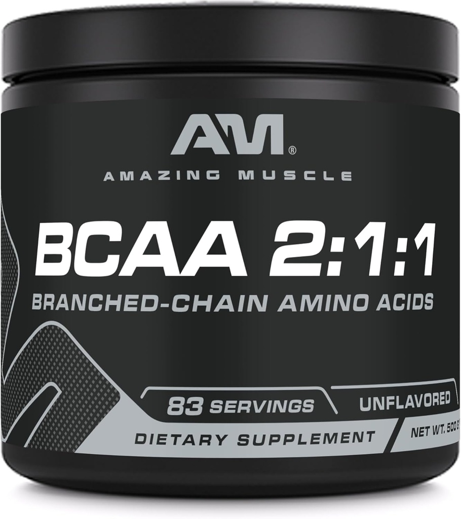 Amazing Muscle BCAA Amino Supplement- 124; 2: 1: 1 Forgrenet Chain Aminosyre- ratio 124; Unflavored Memory 124; Nettovægt 500 Bedste (1.1 Lb); Non-GMO Memory 124; Gluten- Free Memory 124; Lavet i USA