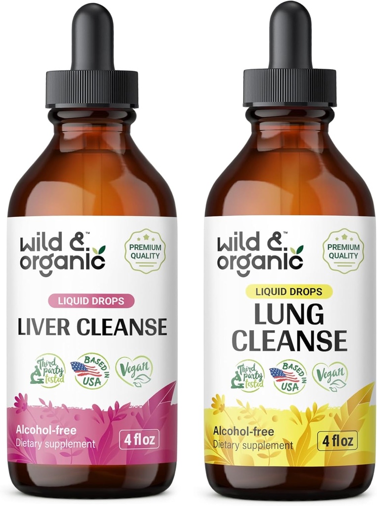 Wild & Organic Lever Cleanse Tinktur 4 fl oz & Lung Cleanse Tinktur 4 fl oz
