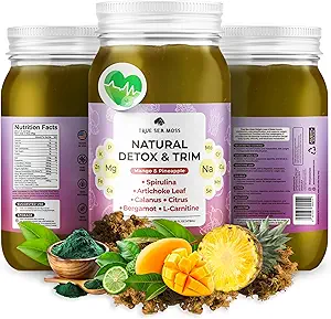 TrueSeaMoss Pro- Line Gel - Natural Detox / Trim - 5 + Flavors - Fruit Gel med Premium Sea Moss & Kalium - Vegan- Friendly - Vitamin & Mineral Rich Supplement - Made in USA (Mango / Ananas, pakke med 1)