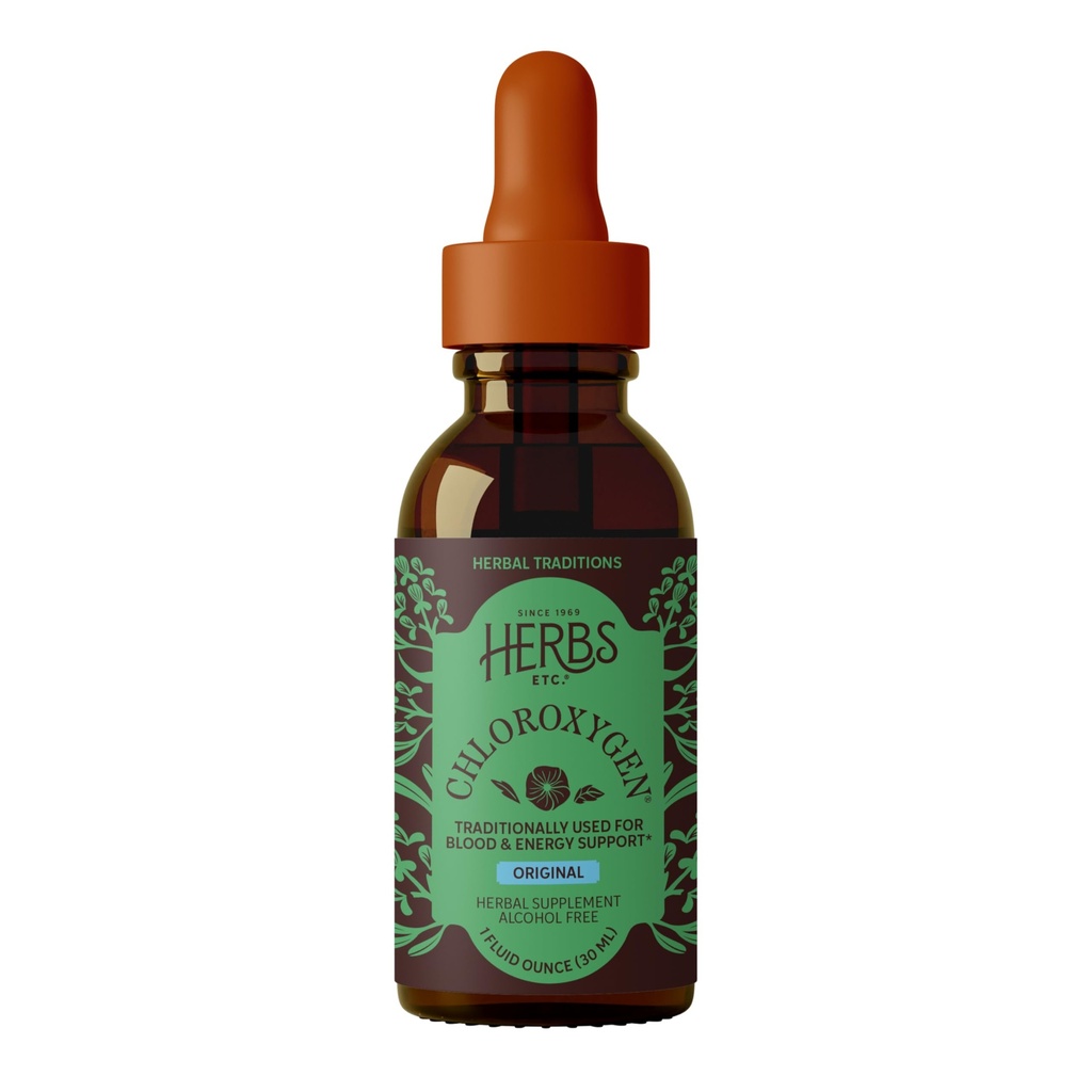Urter Etc. Chloroxygen Chlorophyll Koncentrat - Højt - Koncentreret energistøtte - Hjælpemidler Sund blodcirkulation - Naturlig Vitality Support - Alkoholfri - 1 fl oz (Om 66 Servering)