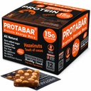 PROTABAR Egg White Protein Bars, 15g Protein, No Added Sugar, 12 Count | 4 simple ingredients with Deglet Nour dates and whole hazelnuts