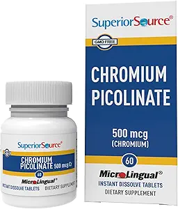 Superior Source Chrom Picolinate - Supplement Formel Understøtter sund sukker Metabolisme - 500 mcg, 50 Instant Opløs tabletter