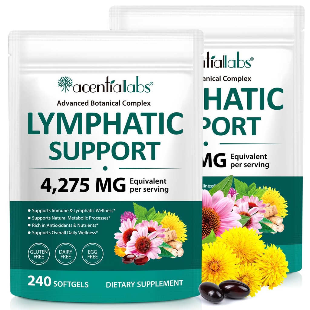 FANSHI 2 PCS Lymphatic Drainage Supplements 240 Softgels | Herbal Blend with Echinacea, Dandelion & Burdock Root | Promotes Healthy Circulation & Fluid Balance | Supports Overall Daily Wellness
