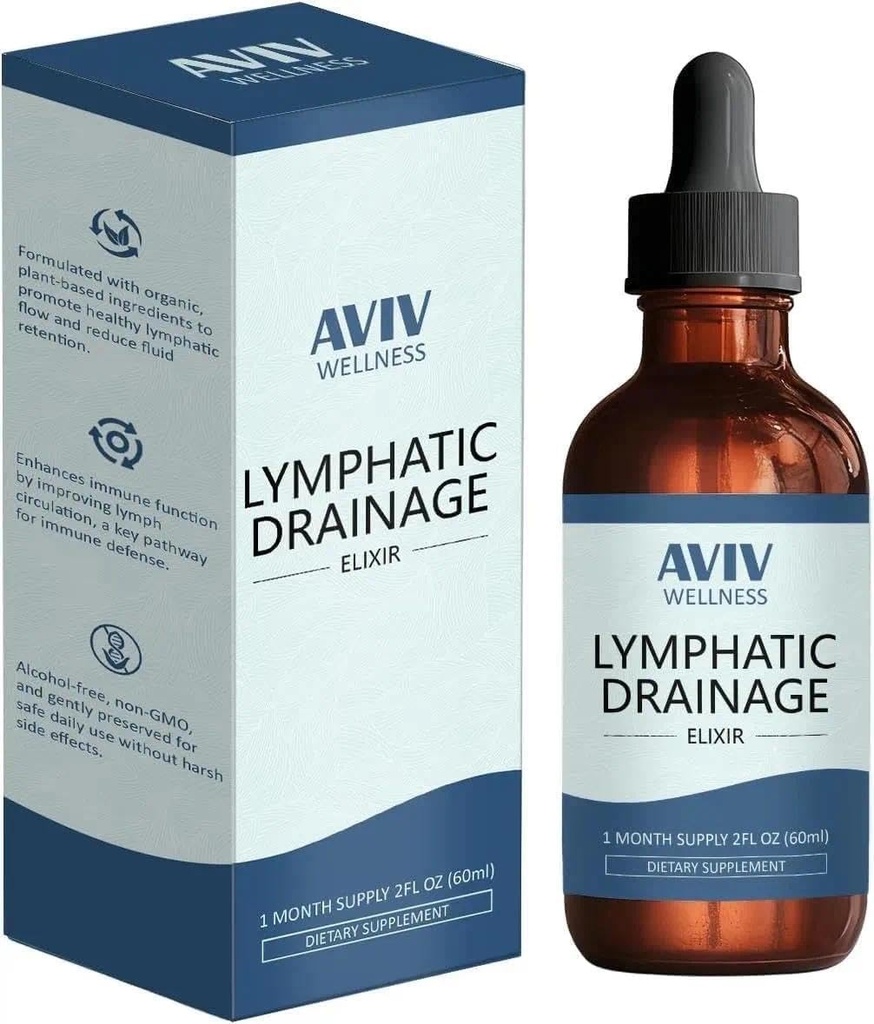 LYMPHORIA Organic Lymphatic Drainage Drops - Herbal Liquid Blend for Circulation, Fluid Balance, Fast-Absorbing Botanical Formula, 2 fl oz(1pc)