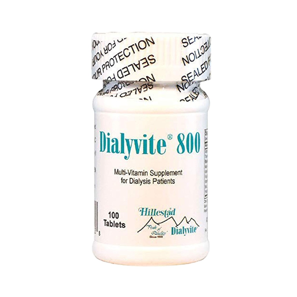Hillestad Labs Dialyvite 800 Multi- Vitamin supplement til Dialysepatienter, 100 tabletter, Gul, Original