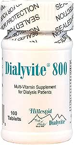 Hillestad Labs Dialyvite 800 Multi-Vitamin Supplement for Dialysis Patients, 100 Tablets, Yellow, Original