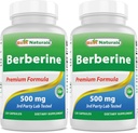 Bedste Naturals Berberine 500mg 120 kapsler - Understøtter immunfunktion, kardiovaskulær & gastrointestinal funktion (120 greve (pakke med 2))