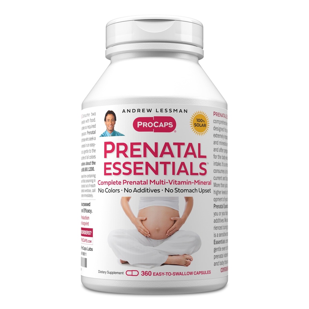 ANDREW LESSMAN Prenatal Essentials 360 Capsules - Komplette Prenatal Vitaminer for kvinder, Ingen tilsætningsstoffer Prenatal Multivitamin, Nutrienter til kvinder Prenatal, Postnatal- methylfolate Prenatal med jern