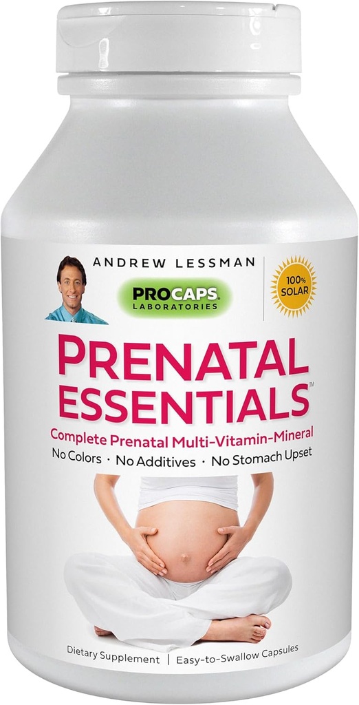 ANDREW LESSMAN Prenatal Essentials 360 Capsules - Komplette Prenatal Vitaminer for kvinder, Ingen tilsætningsstoffer Prenatal Multivitamin, Nutrienter til kvinder Prenatal, Postnatal- methylfolate Prenatal med jern