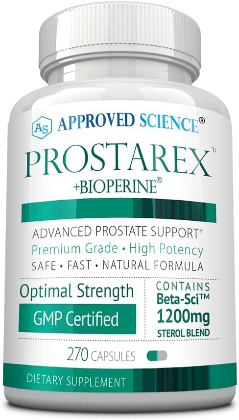 Godkendte Science Prostarex - Prostata supplement - Saw Palmetto, 1200mg Beta- sitosterol, Bioperine - 270 kapsler - 3 måneders forsyning