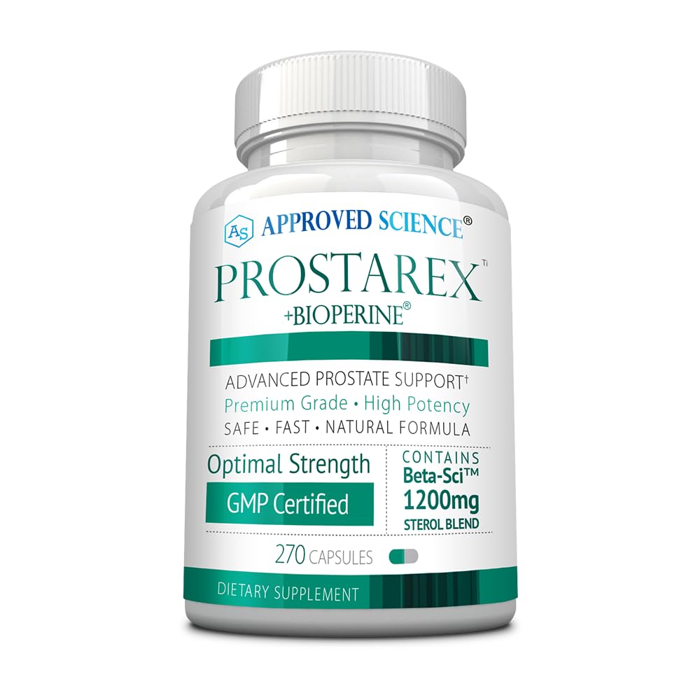 Godkendte Science Prostarex - Prostata supplement - Saw Palmetto, 1200mg Beta- sitosterol, Bioperine - 270 kapsler - 3 måneders forsyning