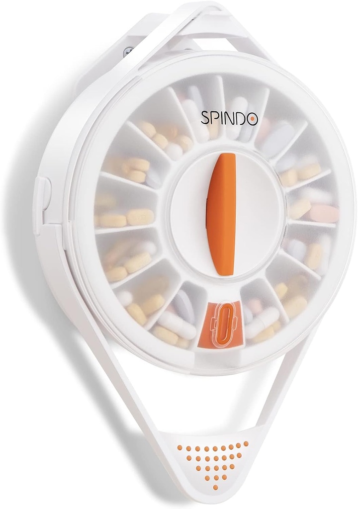 Fullicon Pill Dispenser med 14 store afdelinger og Child- Proof Lock, Spindo Medicin Dispenser Vitamin / Tablet / Supplement for ældre / Amnesi / Demens