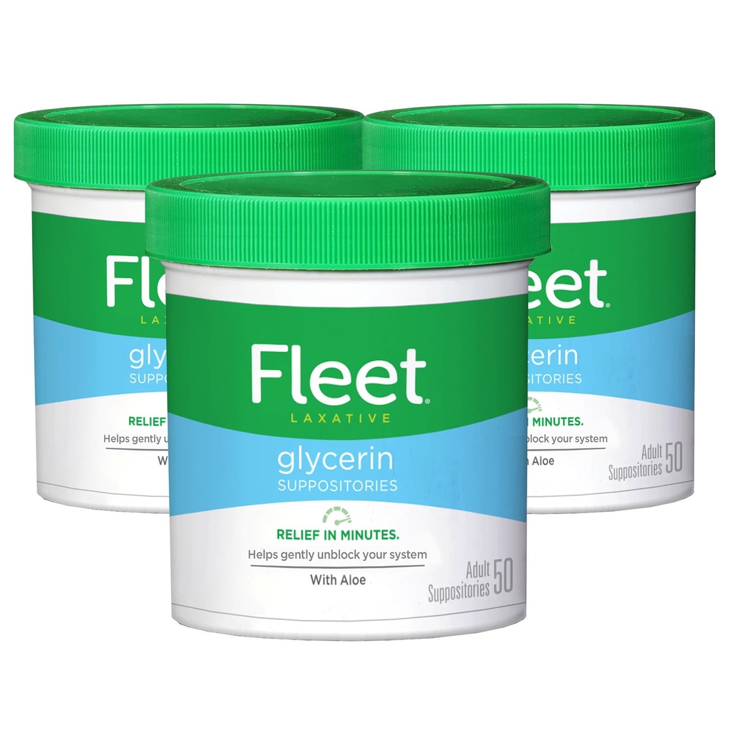 Fleet Laxative Glycerin Supposites for Adult Constipation, 50 Count, 3 Pack