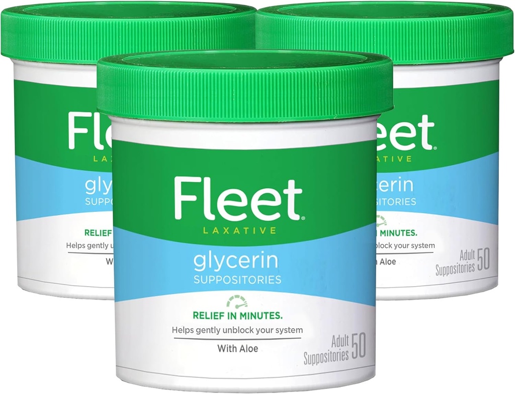 Fleet Laxative Glycerin Suppositories for Adult Constipation, 50 Count, 3 Pack