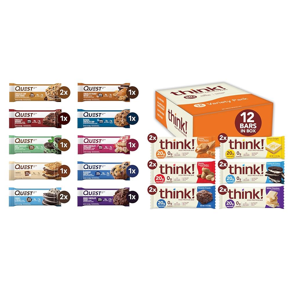 Quest & think! High Protein Gluten Free Variety Pack Bars, 12 Count