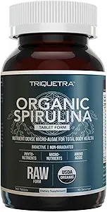 Organic Spirulina Tablets (360 tabletter) - Lavet med Parry ® Spirulina, Den bedste Spirulina i verden, Højeste næringsstoftæthed - Ikke-bestrålet, 3 Organic Certifications (90 Servere)