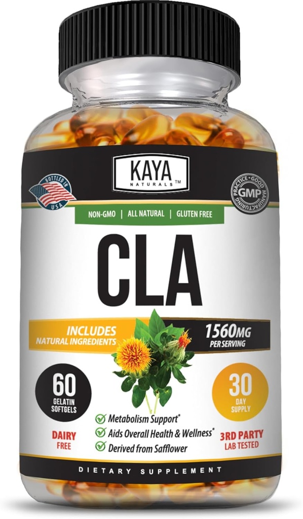 Kaya Naturals CLA kapsler - konjugeret linolsyre - ikke-GMO & glutenfri (60 greve (pakke med 1))