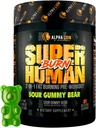 LEONA LION Superhuman Burn - 2 i 1 Metabolisme Booster Pre Workout og termogene Fat Burner for mænd - Appetit suppressant og vægttab supplement (21 Servere, Sour Gummy Bear)