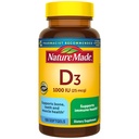 Nature Made Vitamin D3 1000 IE (25 mcg), Vitamin D supplement til ben, tænder, muskel og immunforsvar Support, 100 Softgels, 100 dages forsyning