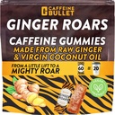 Ginger Roars - 120 Caffeine Gummies - Plant Based Caffeine Chews Each 33mg Caffeine, Made from Root Ginger with a Natural Fiery Kick for Improved Energy for Running, Cycling, preworkout & Focus.