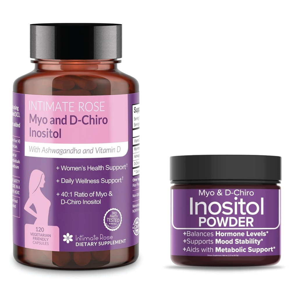 Spar 10% på Ultimate Inositol Wellness Bundle - Myo- Inositol & D- Chiro Inositol supplement kapsler + pulver til Hormonal Balance & PCOS Support