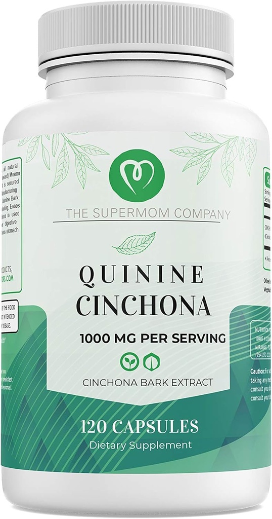Quinine Cinchona Bark Extract 1000 mg - Urtetilskud til muskel & ben krampe Relief, fordøjelsesstøtte & immunforsvar - 120 kapsler, non-GMO, Made in USA