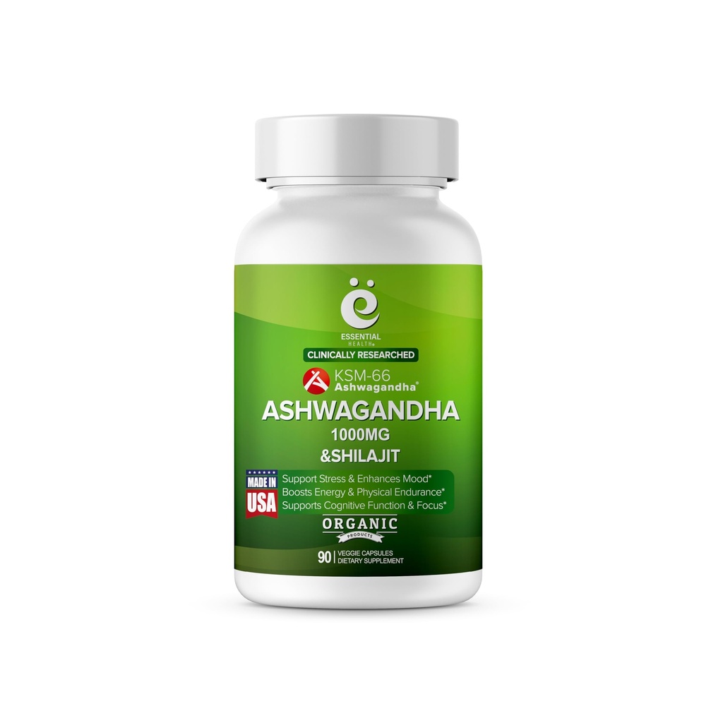 KSM-66 Ashwagandha and Shilajit Extract Capsules (90 Capsules / 45 Servings, 1000 mg KSM-66 Per Serving) | Premium Ashwagandha Root Extract - Gluten Free, Non-GMO