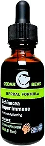 Cedar Bear Echinacea Super immun blend en flydende urte supplement, der øger dit immunsystem til at hjælpe med at opretholde hvide blodceller aktivitet og andre immunfunktioner 1 Fl Oz