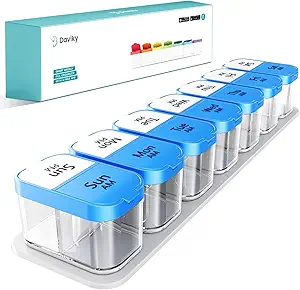 Daviky Pill Organizer, Stor Daglig Pill Organizer, XL Pill Box 2 gange om dagen, Ekstra Stor Ugentlig Pill Organizer to gange om dagen, Pill Cases Organizer 7 Dag PM, Stor Pill Box Pill Holder