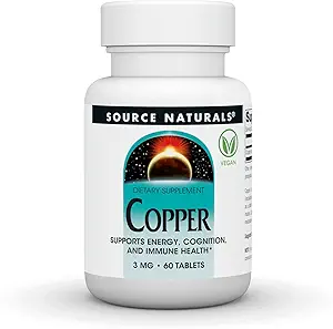 Source Naurals kobber, understøtter energi, kognition og immunforsvar *, 3 mg - 60 tabletter