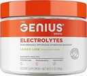 Genius Brand Genius Electrolytes - Electrolyte Powder til aktive livsstil - Understøtter hydrering, energi, Endurance, Muscle Growth & Recovery - Lemon Lime - 30 Serveringer