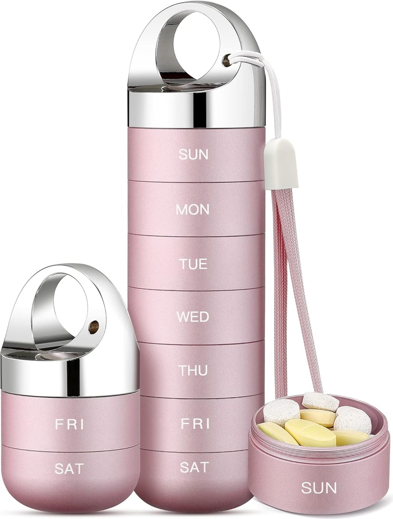 Zannaki Metal Travel Pill Organizer, Portable Vandtæt Ugentlig Pill Box, Stor Aluminium Alloy Container, BPA Gratis 7 dag Daglig Medicin Organizer Holder for Vitamin, Fiskeolie, tillæg