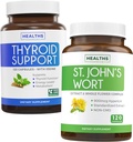 Bundle of St. John 's Wort & Thyroid Support - Mood Boost & Balance Bundle - St. John' s Wort (non-GMO) med kraftfulde 900mcg Hypericin Extract & Thyroid Support med jod til energiforbedring