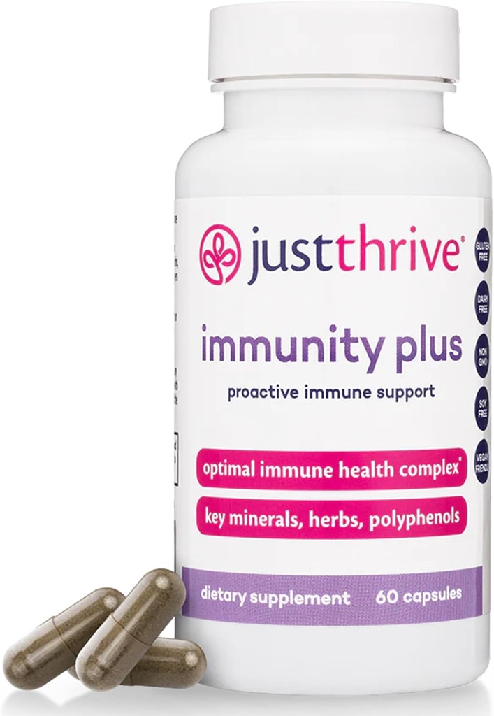 Bare Thrive Immunity Plus - Vegansk Gut sundhed og immunforsvar supplement til børn og voksne, 60 kapsler