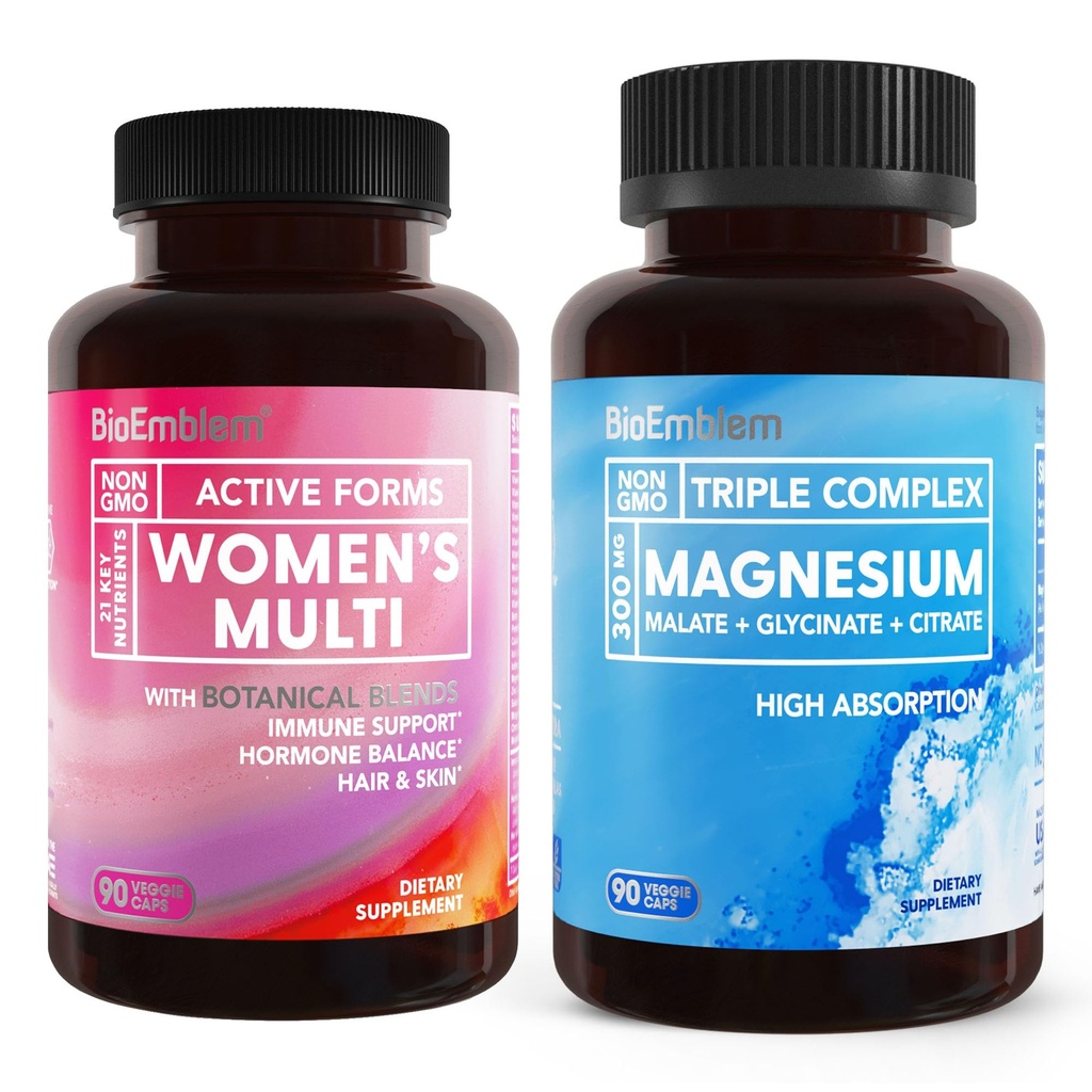 Bioembleme Kvindernes Triple Magnesium Complex og Multivitamin fro Kardiovaskulære Sundhed og ernæringsbehov