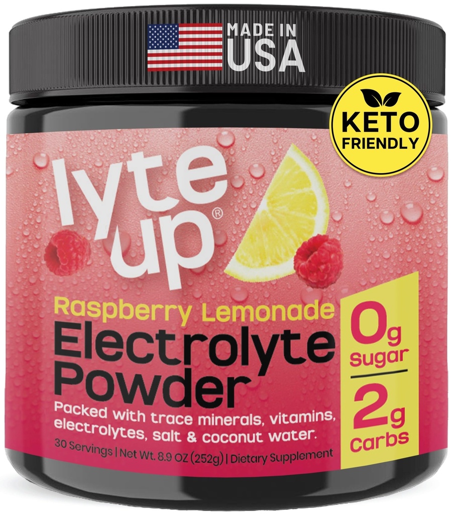 Nutriana Keto Electrolytes Powder No Sugar - Zero Carb & Zero Calorie Electrolyte Drink Mix - Sugar Free Electrolytes for Hydration Powder - Fastende Electrolytes Raspberry Lemonade Flavor