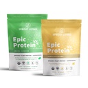 Sprout Living Epic Protein Bundle - Vanilla Lucuma & Green Kingdom (20g Organic Plant-Based Protein Powder, Vegan, Gluten Free, Superfoods) | 1lb, 12 Servings