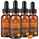 (4 Pack) Organic Turmeric Curcumin Supplement with Black Pepper and Ginger - Liquid Turmeric Extract Drops with Cinnamon, Rosemary - Mobility and Flexibility Support and Digestive Health - 1 Fl Oz