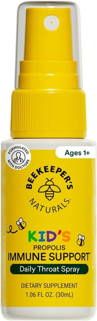 Kids Propolis Throat Spray - Natural immunforsvar & Sore Throat Relief - af BEKEEPER 's NATURALS - Har Antioxidanter & Gluten- Free (1.06 oz) Pack of 1 (Kids)