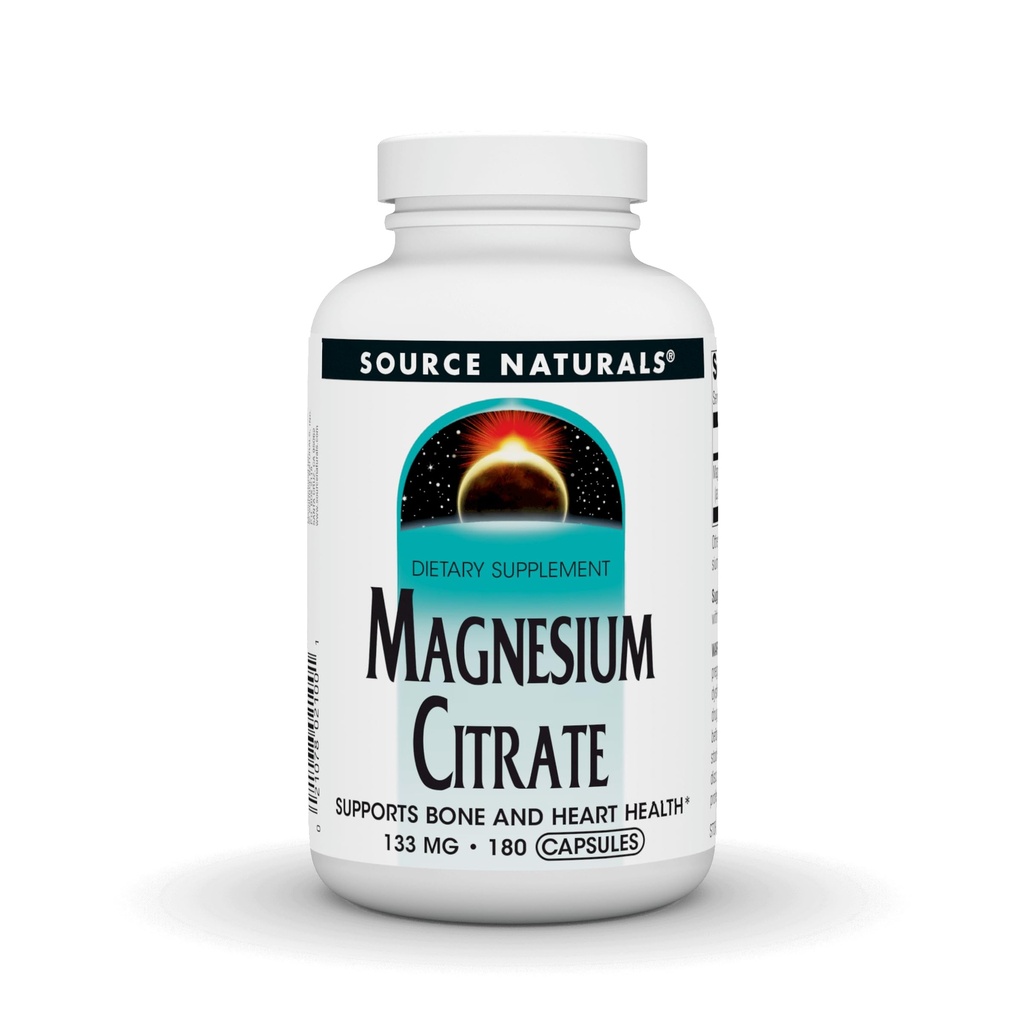 Source Naturals Magnesium Citrate, Understøtter ben og hjerte sundhed * 133 mg - 180 kapsler